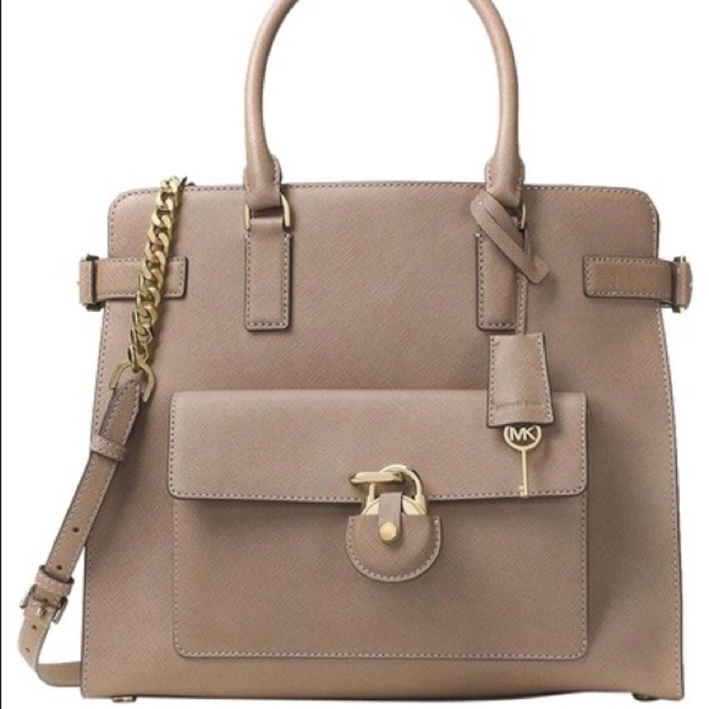 NWT Michael Kors Emma Large Saffiano Dune Leather